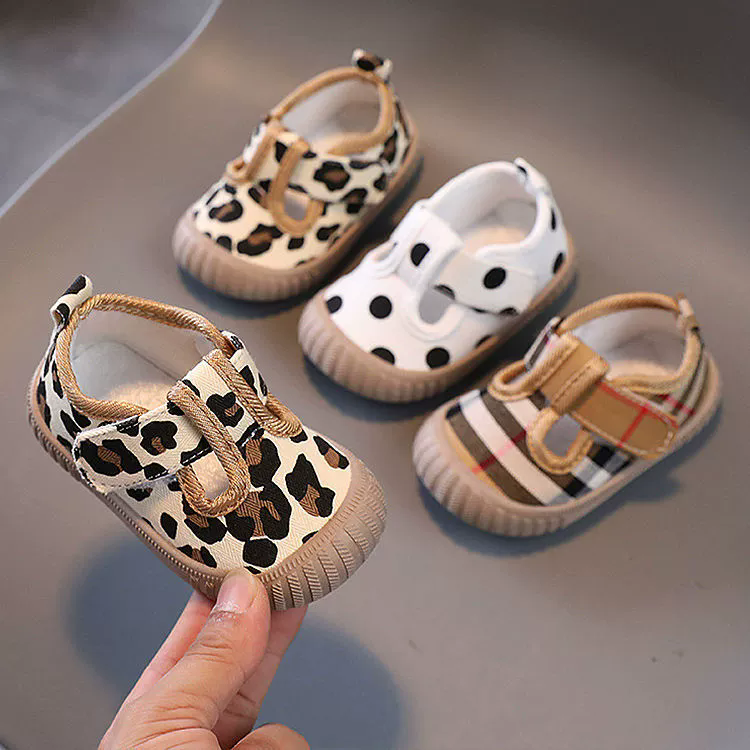 New Baby Girl Shoes Trendy Fashion Versatile Walker Soft Soled Comfort Casual Canvas Shoe Breathable Leopard Pattern Boys Shoes