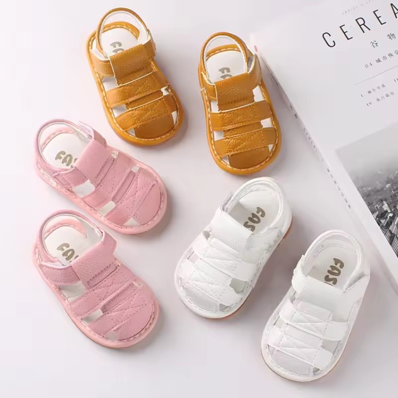 2026 New Squeaky Infant Toddler Walking Sandals Unisex Kids Closed Toe Non-Slip Soft Sole Summer