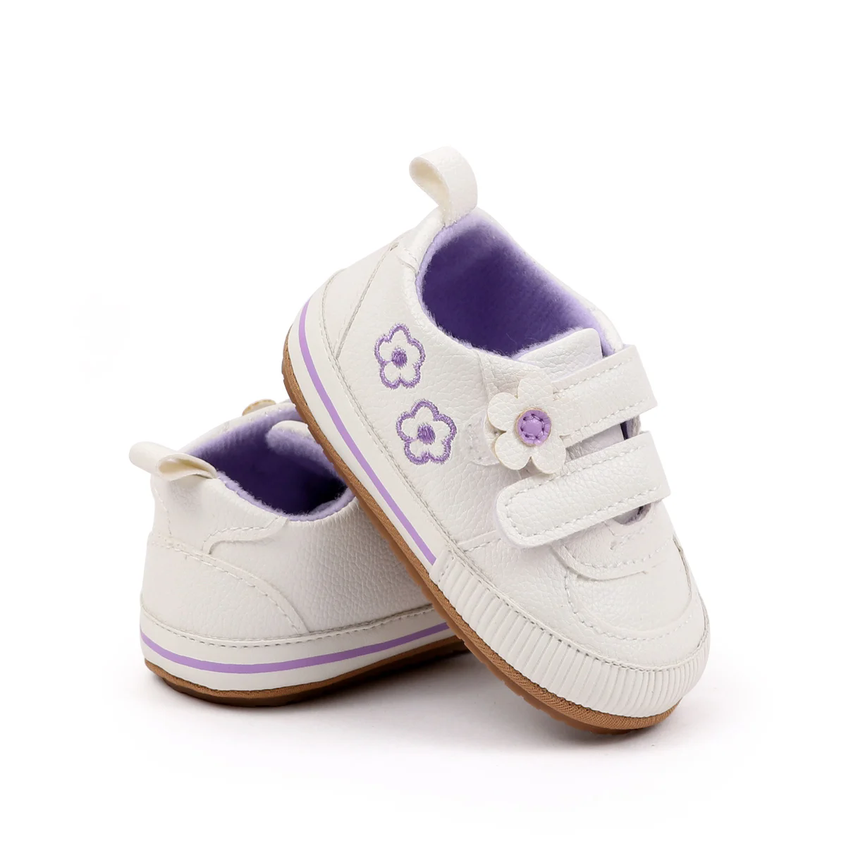 Spring and Autumn New Style Boys' and Girls' Baby Shoes Flower Pattern PU Casual Shoes 0-1 Years Old Learning Walkers Shoes