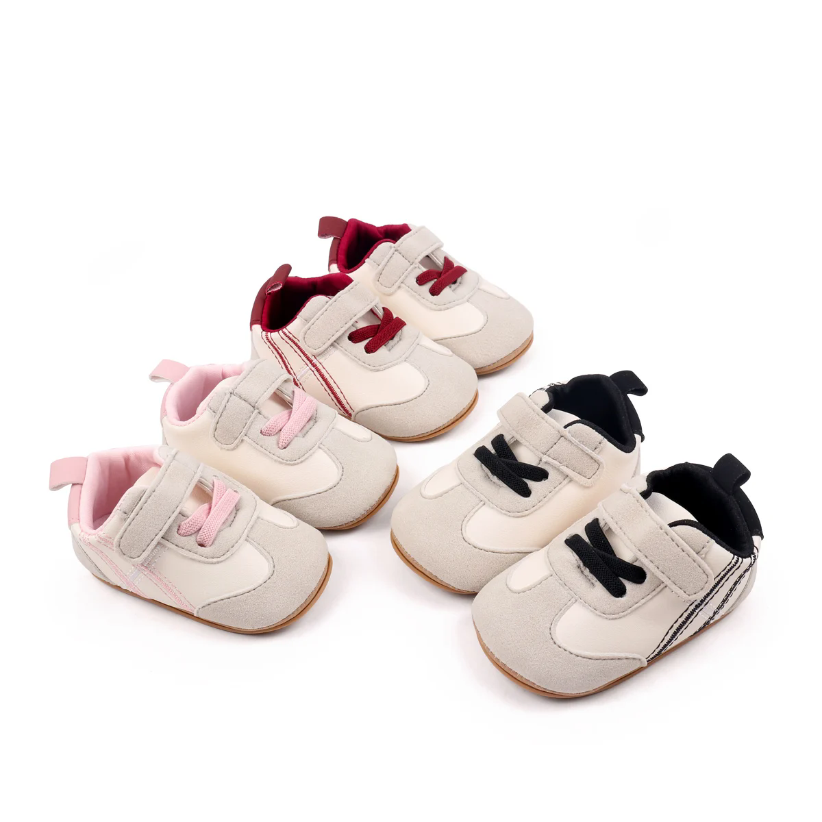 0-18months Infant Sneakers Contrast Color Hook and Loop Closure Soft Sole Non-Slip First Walking Shoes for boys girls