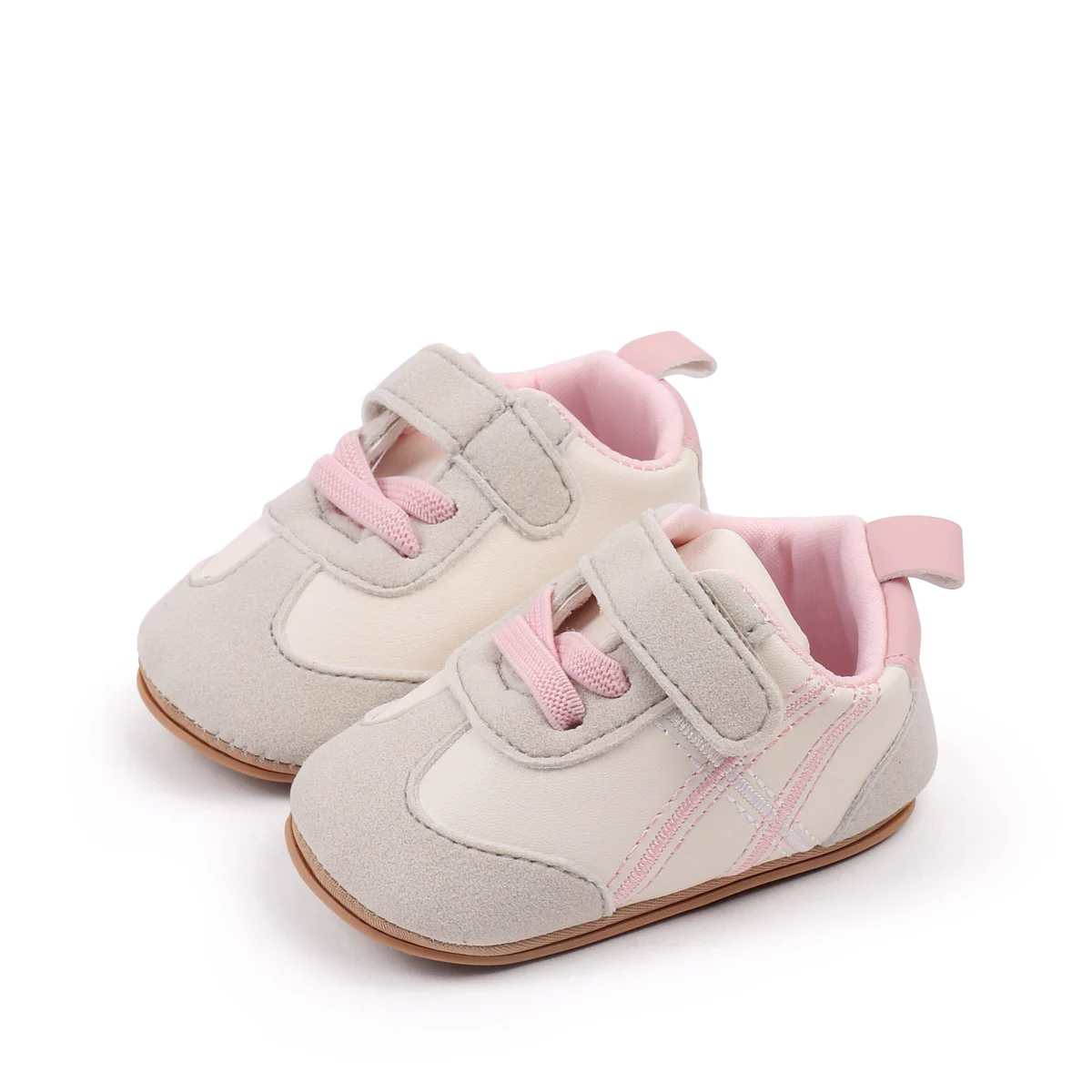 0-18months Infant Sneakers Contrast Color Hook and Loop Closure Soft Sole Non-Slip First Walking Shoes for boys girls