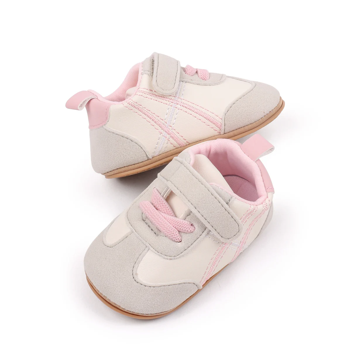 0-18months Infant Sneakers Contrast Color Hook and Loop Closure Soft Sole Non-Slip First Walking Shoes for boys girls