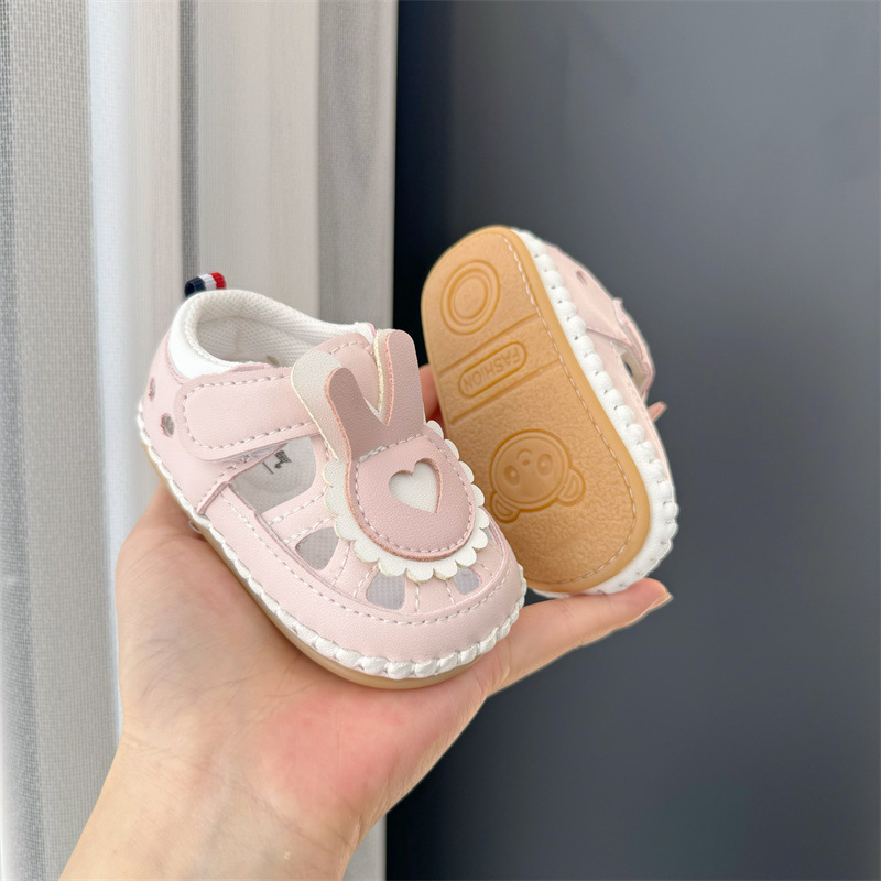 Baby girl sandals summer 0-1 year old baby walking shoes soft sole 3-6 to 12 months old children's non slip breathable sandals