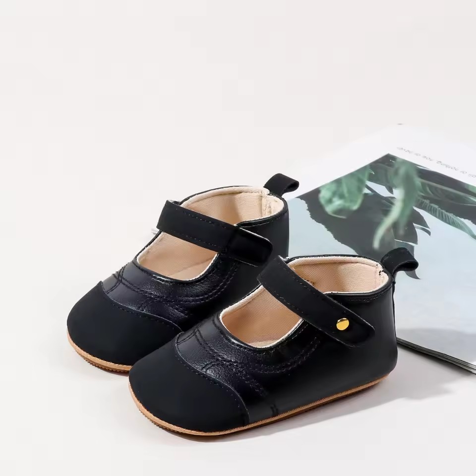 Baby Girls Princess Shoes, Soft PU Leather Patchwork Non-slip Bottom First Walker Shoes Toddler Shoes