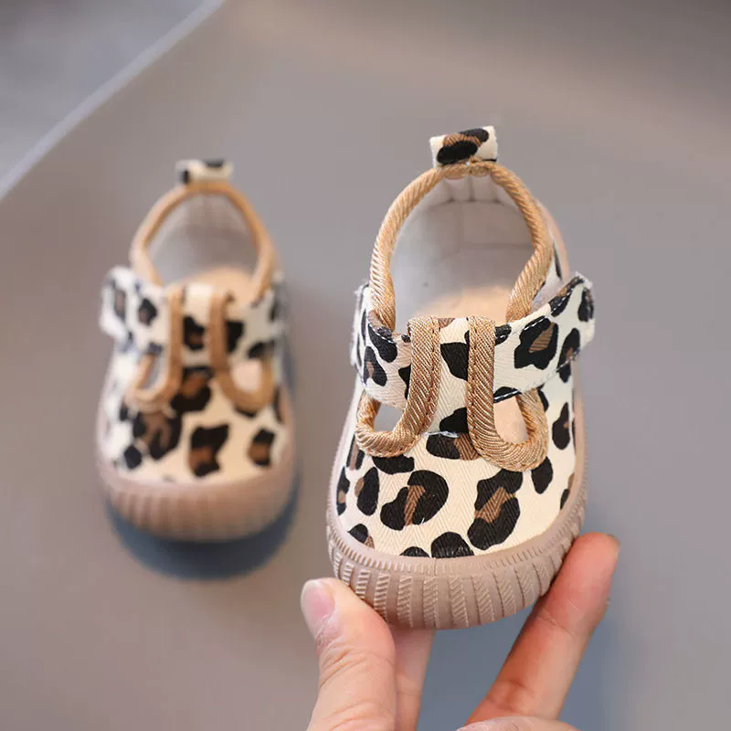 New Baby Girl Shoes Trendy Fashion Versatile Walker Soft Soled Comfort Casual Canvas Shoe Breathable Leopard Pattern Boys Shoes