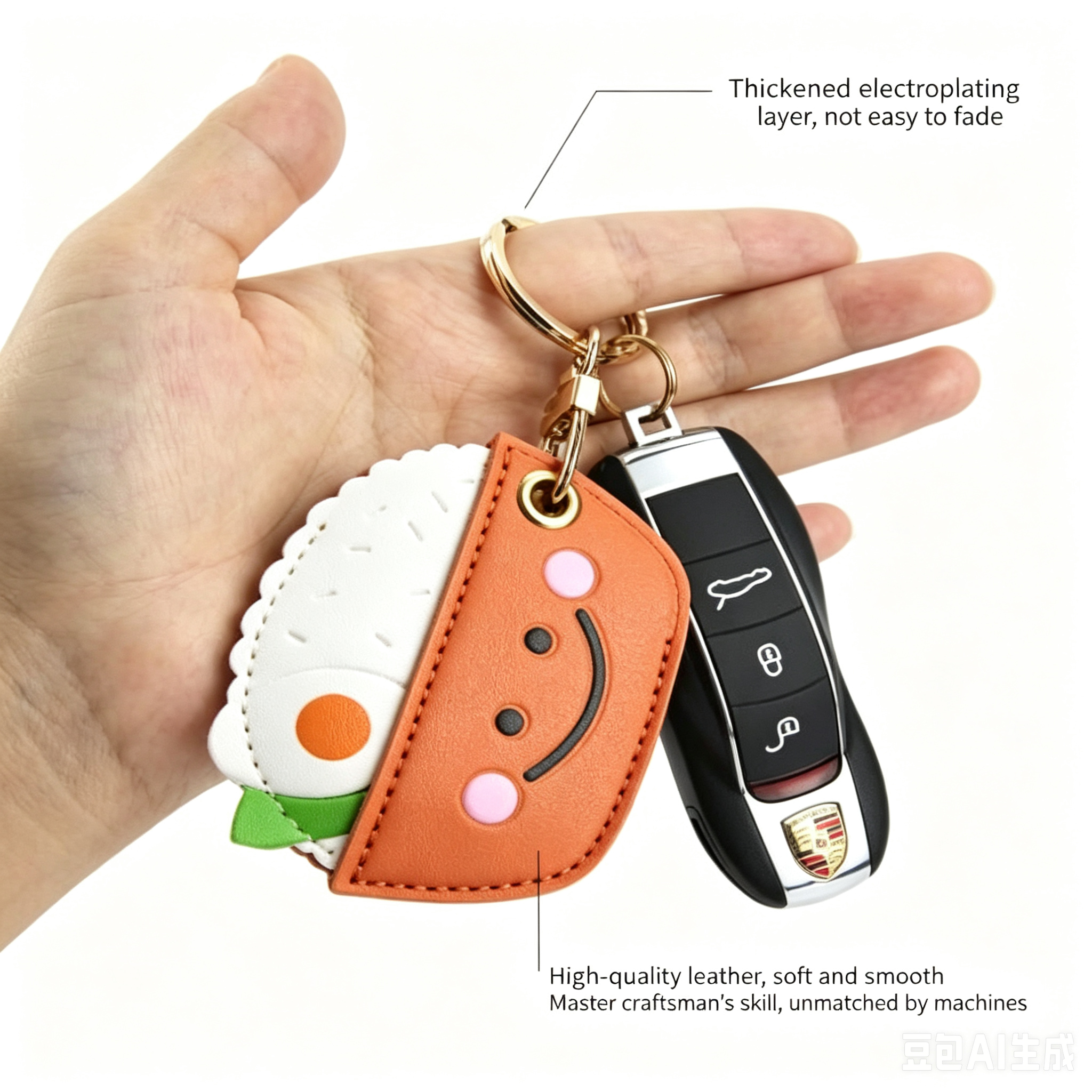 Leather Strawberry Lemon Keychain Case Holder Fashion Women Car Key Ring Charm Bag Car Pendant Gift Anti-lost Pet Dog Cat Collar