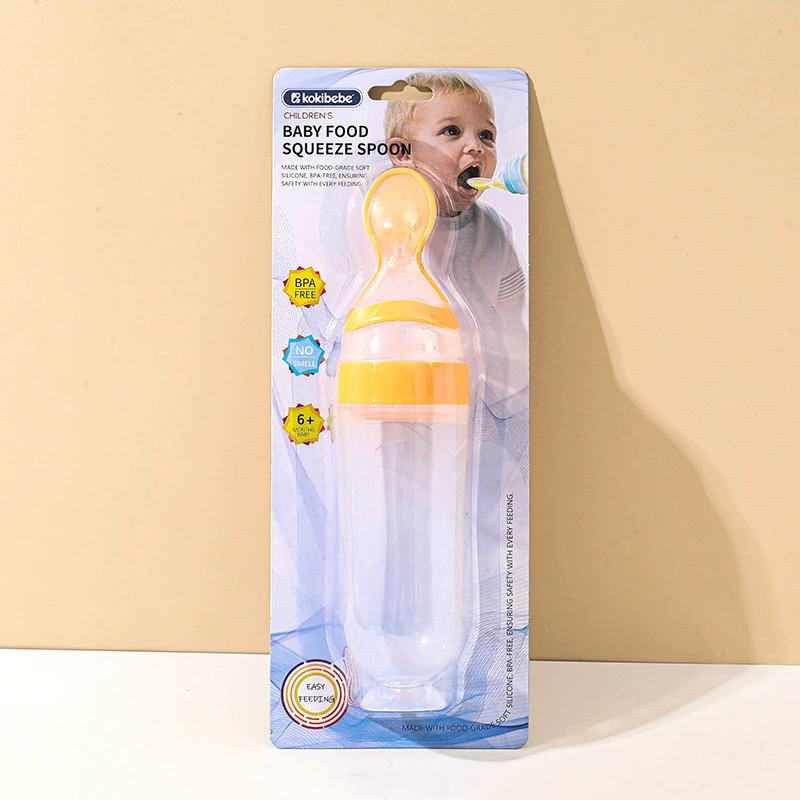 Squeezing Feeding Bottle Silicone Newborn Baby Training Rice Cereal Food Spoon Supplement Feeder Safe Useful Tableware for Kids