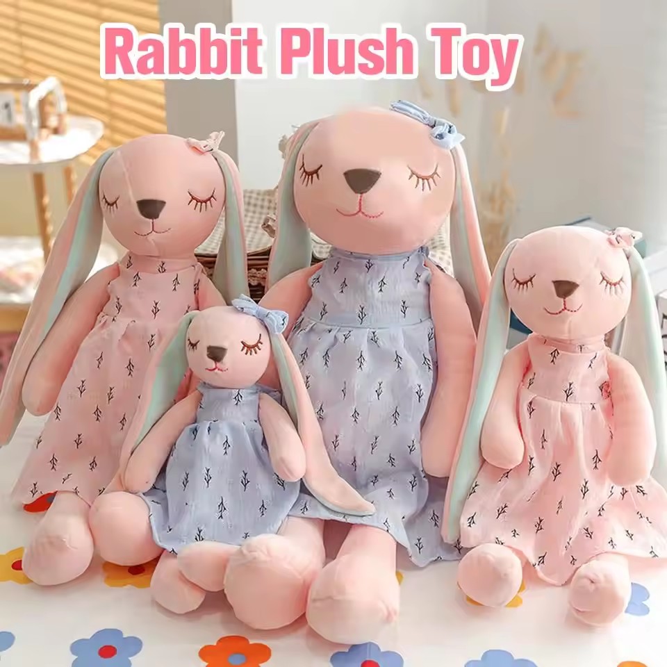 Kawaii Long Ear Rabbit Plush Toys Baby Sleep Comfort Dolls Stuffed Soft Animal Toys Lovely Rabbit for Children Girls Room Decor