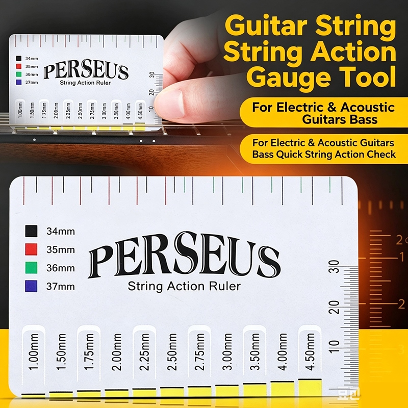 Folk guitar string distance measuring ruler, electric guitar bass measuring tool, string height caliper accessories