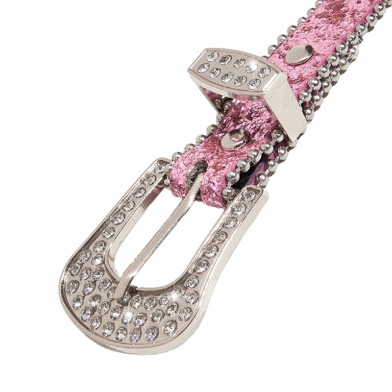 Stylish Rhinestone Western Cowgirl Style Y2K Belt Sparking Pu Leather BB Belts Jeans Dress Accessories For Women
