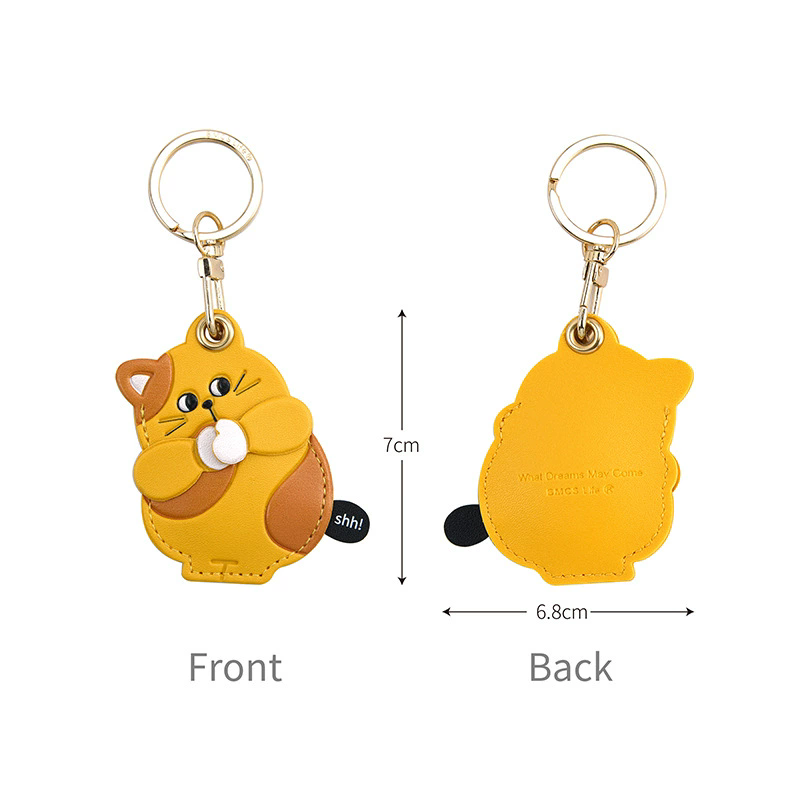 Leather Strawberry Lemon Keychain Case Holder Fashion Women Car Key Ring Charm Bag Car Pendant Gift Anti-lost Pet Dog Cat Collar