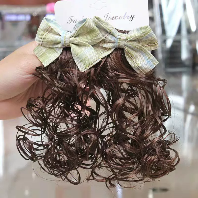 Kids Girl Wig Hair Clip Red New Year Headwear Plush Ball Bow Barrettes Children Hairpins No Harm Baby Headpiece Accessoriess