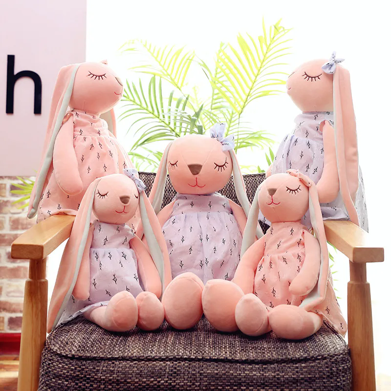 Kawaii Long Ear Rabbit Plush Toys Baby Sleep Comfort Dolls Stuffed Soft Animal Toys Lovely Rabbit for Children Girls Room Decor