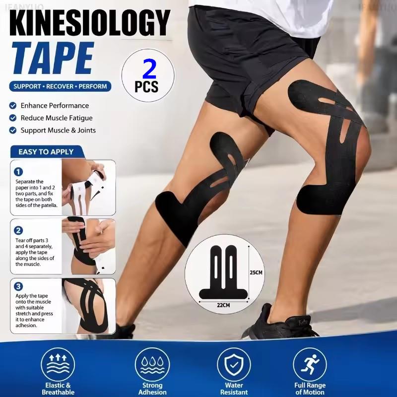 Elastic Kinesiology Tape 2PCS Muscle Support Bandage Joint Knee Elbow Sports Injury Recovery Athletic Therapy Straps Exercise