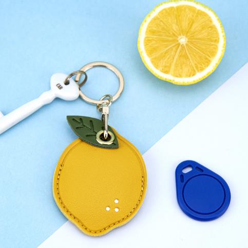 Leather Strawberry Lemon Keychain Case Holder Fashion Women Car Key Ring Charm Bag Car Pendant Gift Anti-lost Pet Dog Cat Collar