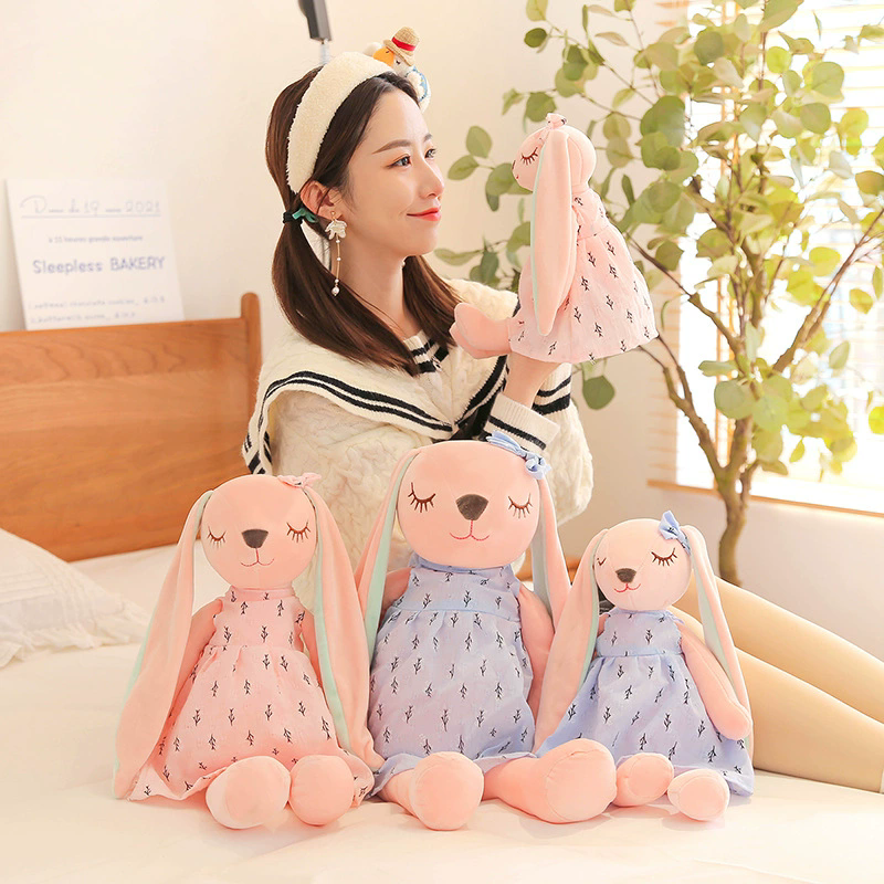 Kawaii Long Ear Rabbit Plush Toys Baby Sleep Comfort Dolls Stuffed Soft Animal Toys Lovely Rabbit for Children Girls Room Decor