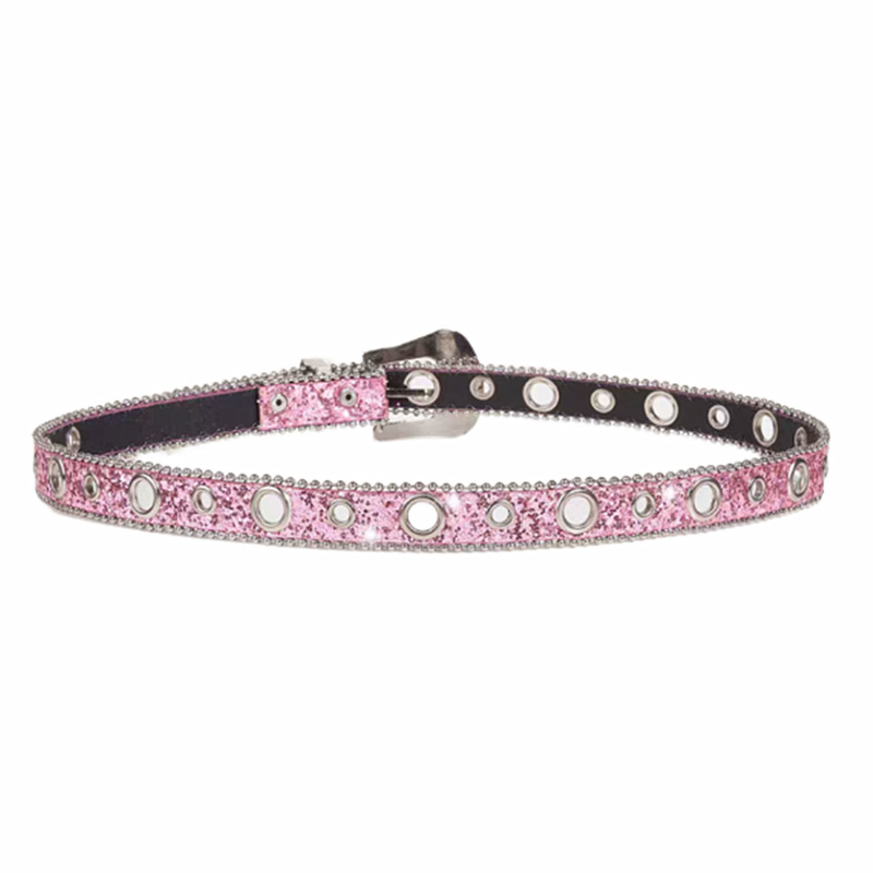 Stylish Rhinestone Western Cowgirl Style Y2K Belt Sparking Pu Leather BB Belts Jeans Dress Accessories For Women