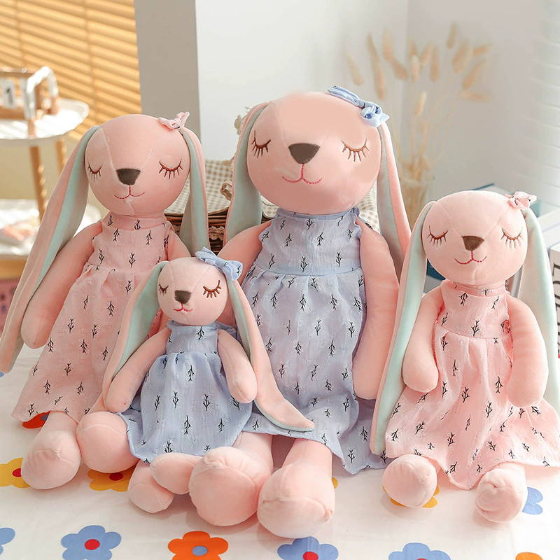 Kawaii Long Ear Rabbit Plush Toys Baby Sleep Comfort Dolls Stuffed Soft Animal Toys Lovely Rabbit for Children Girls Room Decor