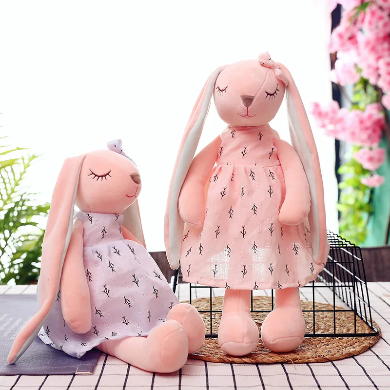 Kawaii Long Ear Rabbit Plush Toys Baby Sleep Comfort Dolls Stuffed Soft Animal Toys Lovely Rabbit for Children Girls Room Decor