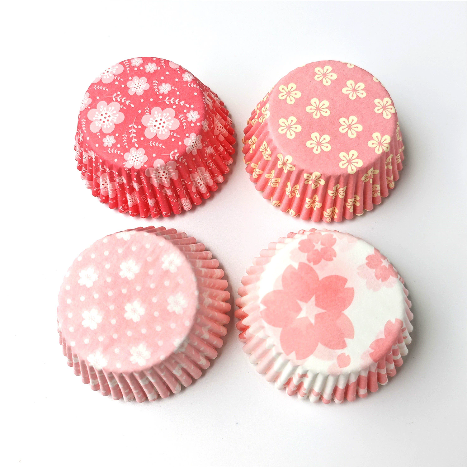 100PCS pink flower baking paper cup, high temperature resistant oil proof paper holder, dessert Dim sum pad, cake paper holder