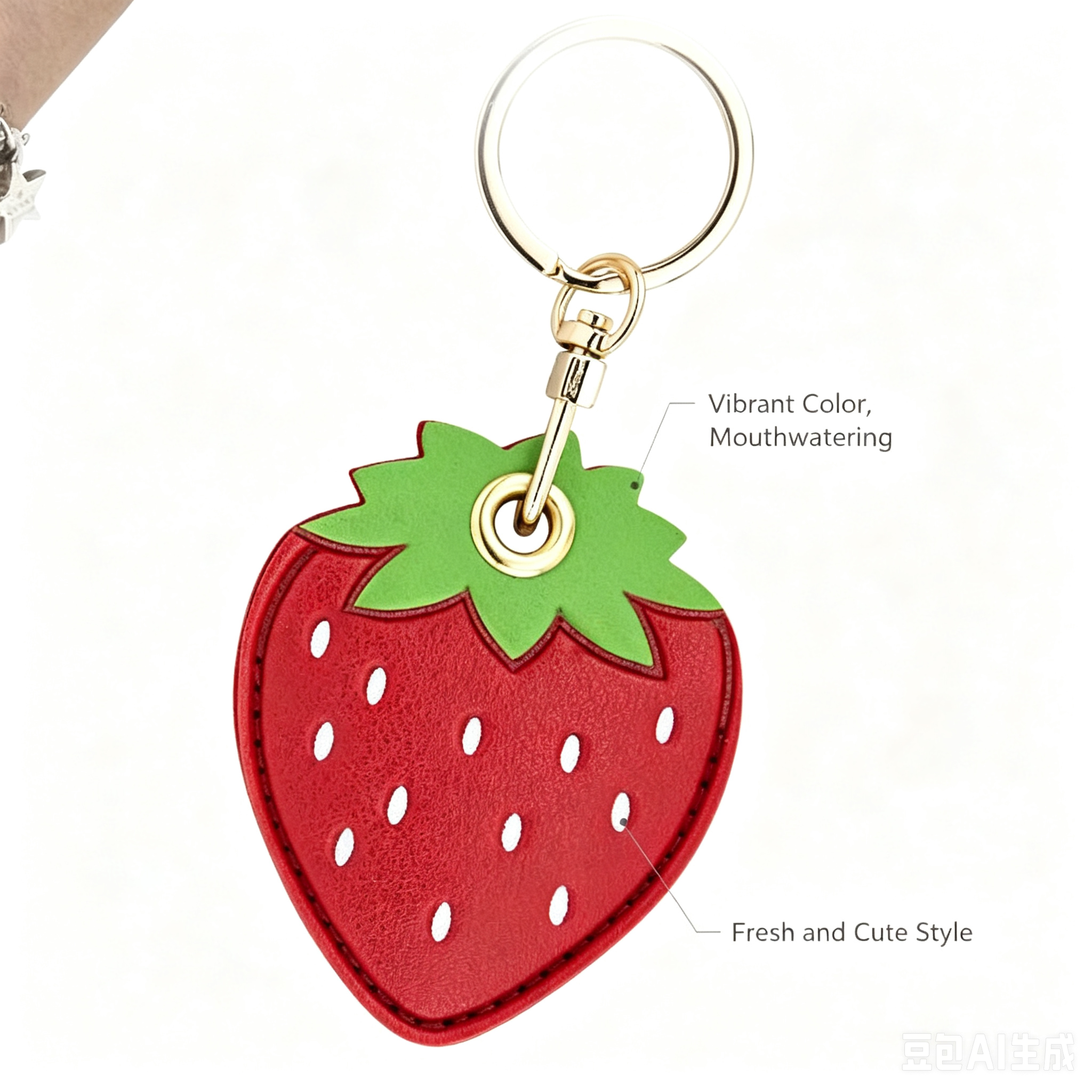 Leather Strawberry Lemon Keychain Case Holder Fashion Women Car Key Ring Charm Bag Car Pendant Gift Anti-lost Pet Dog Cat Collar