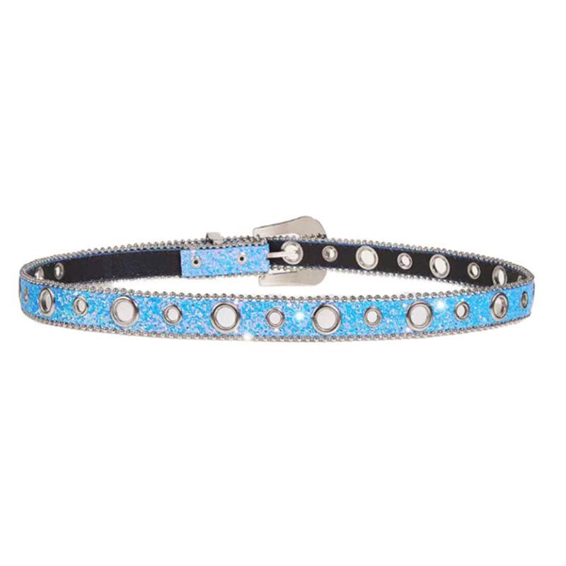 Stylish Rhinestone Western Cowgirl Style Y2K Belt Sparking Pu Leather BB Belts Jeans Dress Accessories For Women