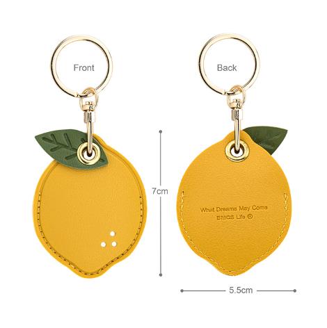 Leather Strawberry Lemon Keychain Case Holder Fashion Women Car Key Ring Charm Bag Car Pendant Gift Anti-lost Pet Dog Cat Collar