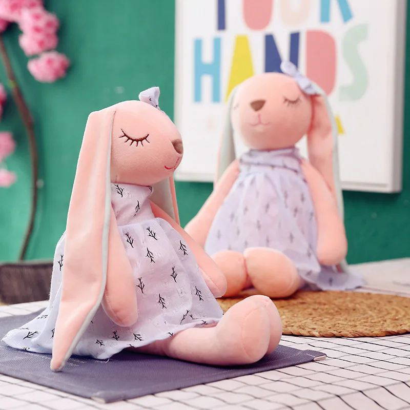 Kawaii Long Ear Rabbit Plush Toys Baby Sleep Comfort Dolls Stuffed Soft Animal Toys Lovely Rabbit for Children Girls Room Decor