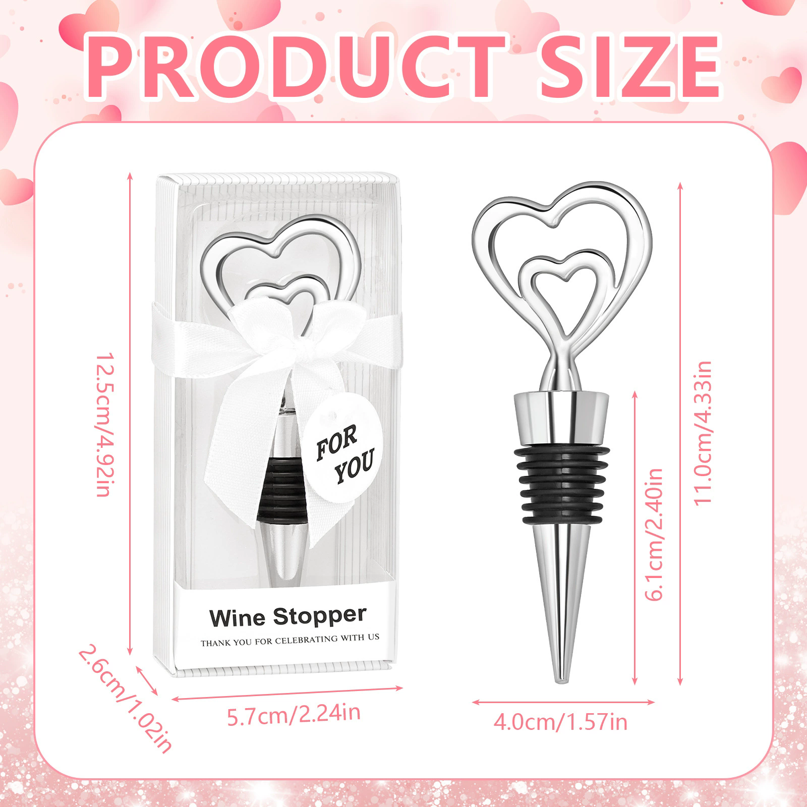 1Pcs Double Heart Shape Alloy Bottle Stopper for Wine Bottles Airtight Seal Anti-Corrosion Easy Insert Remove Exquisite Stylish