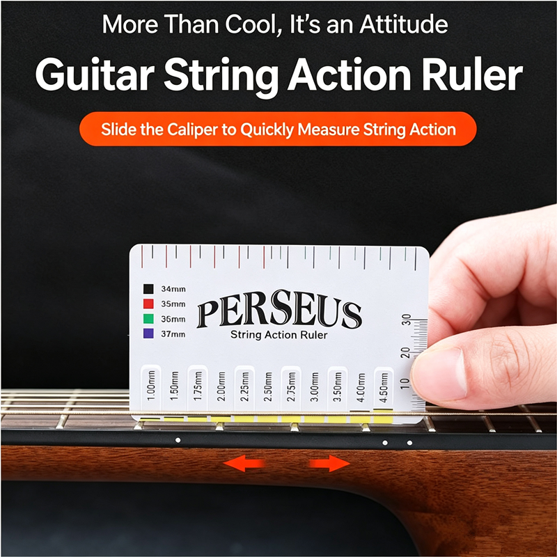 Folk guitar string distance measuring ruler, electric guitar bass measuring tool, string height caliper accessories