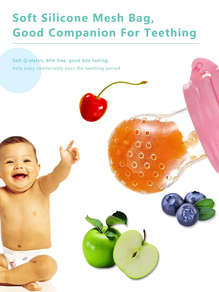 Baby Fruit and Vegetable Teether Fresh Food Supplement Toys Infant Fruit Teething Silicone Pouches Baby Feeding Tableware