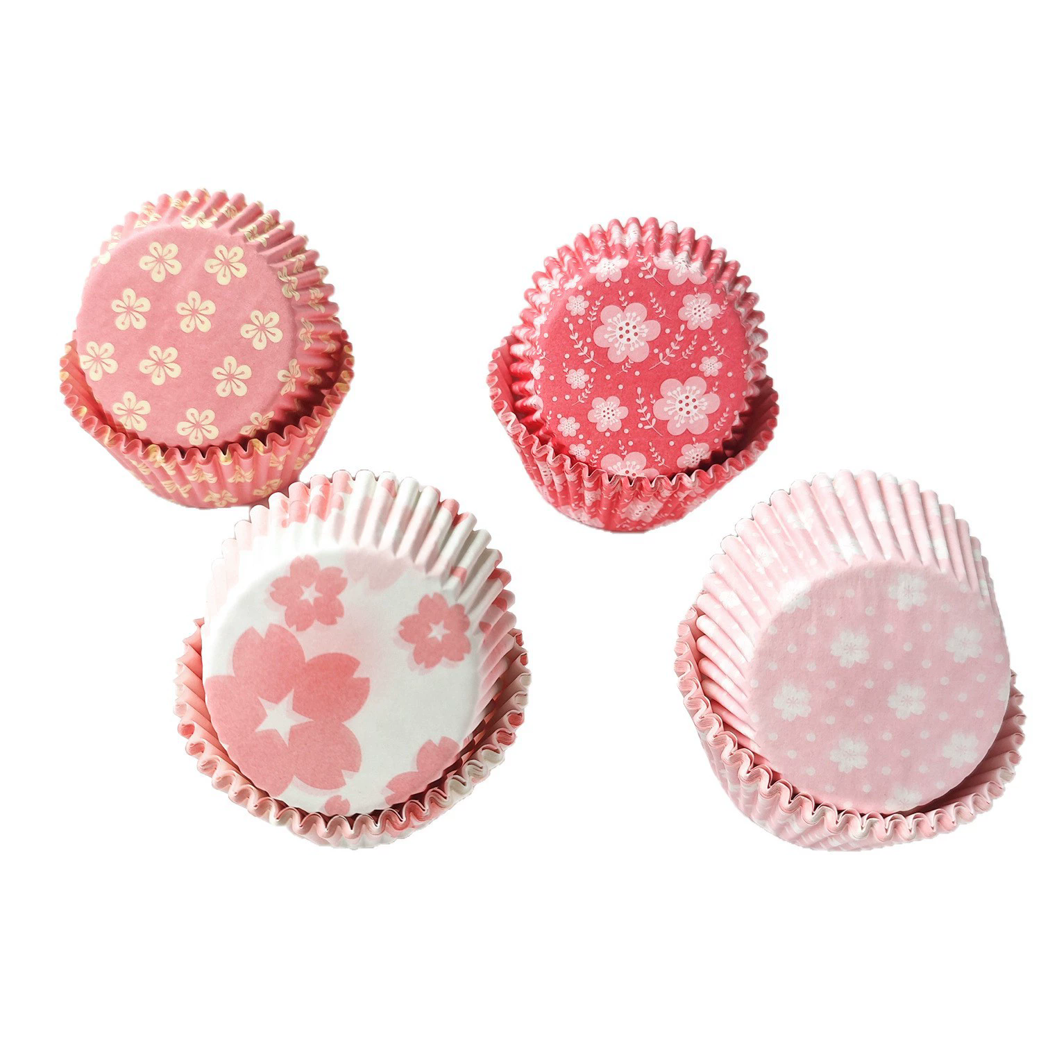 100PCS pink flower baking paper cup, high temperature resistant oil proof paper holder, dessert Dim sum pad, cake paper holder