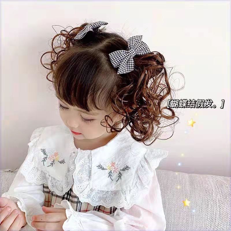 Kids Girl Wig Hair Clip Red New Year Headwear Plush Ball Bow Barrettes Children Hairpins No Harm Baby Headpiece Accessoriess
