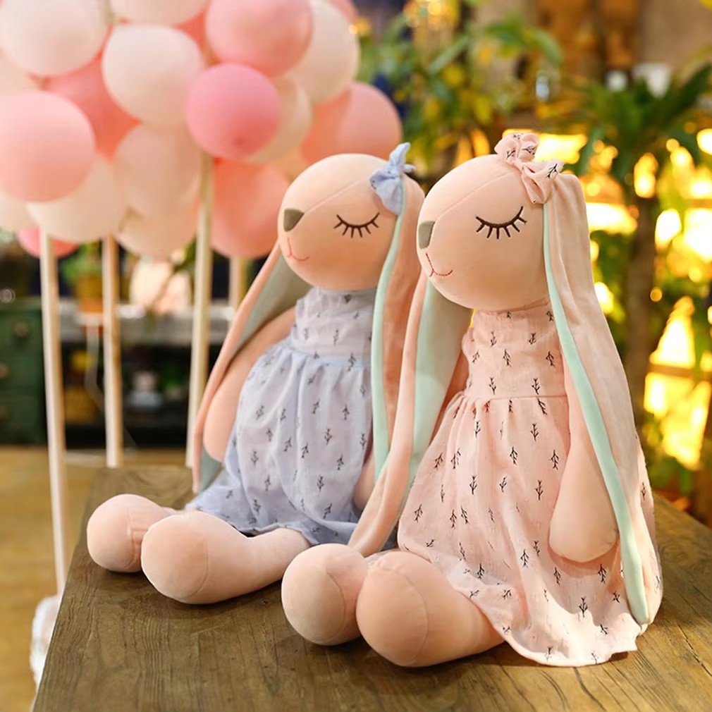 Kawaii Long Ear Rabbit Plush Toys Baby Sleep Comfort Dolls Stuffed Soft Animal Toys Lovely Rabbit for Children Girls Room Decor