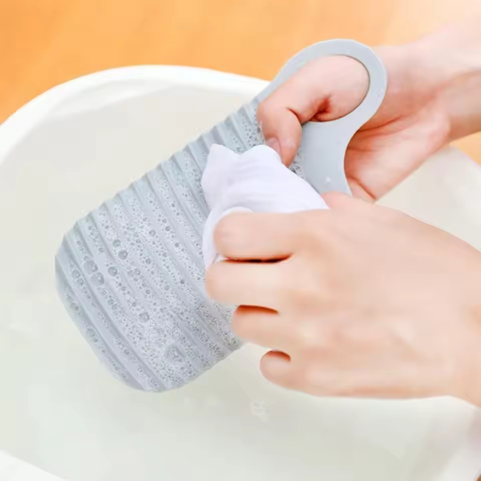 1PC Portable Mini Laundry Board, Soft Glue Foldable, Non-slip Hand Wash Scrubboard For Clothes, Perfect For Travel & Outdoor