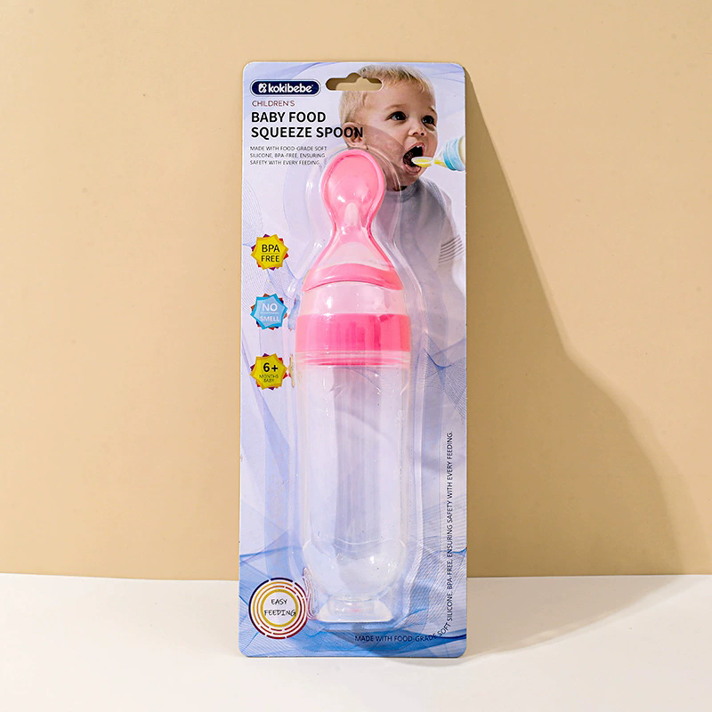 Squeezing Feeding Bottle Silicone Newborn Baby Training Rice Cereal Food Spoon Supplement Feeder Safe Useful Tableware for Kids
