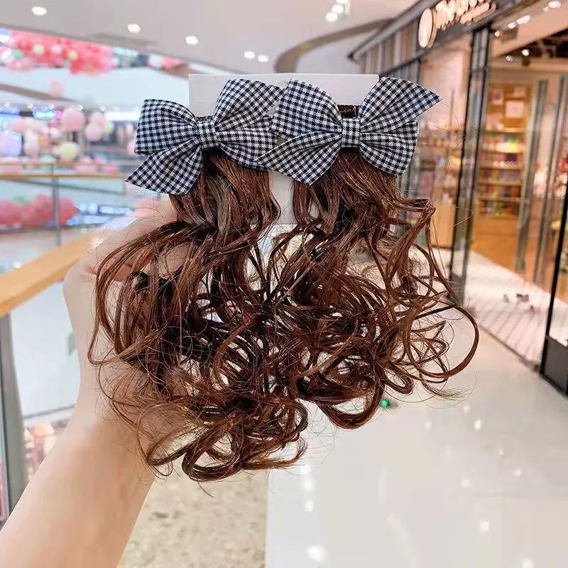 Kids Girl Wig Hair Clip Red New Year Headwear Plush Ball Bow Barrettes Children Hairpins No Harm Baby Headpiece Accessoriess
