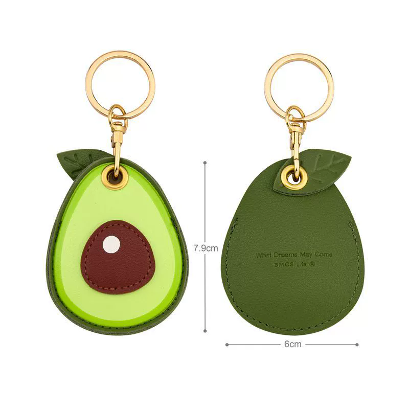 Leather Strawberry Lemon Keychain Case Holder Fashion Women Car Key Ring Charm Bag Car Pendant Gift Anti-lost Pet Dog Cat Collar