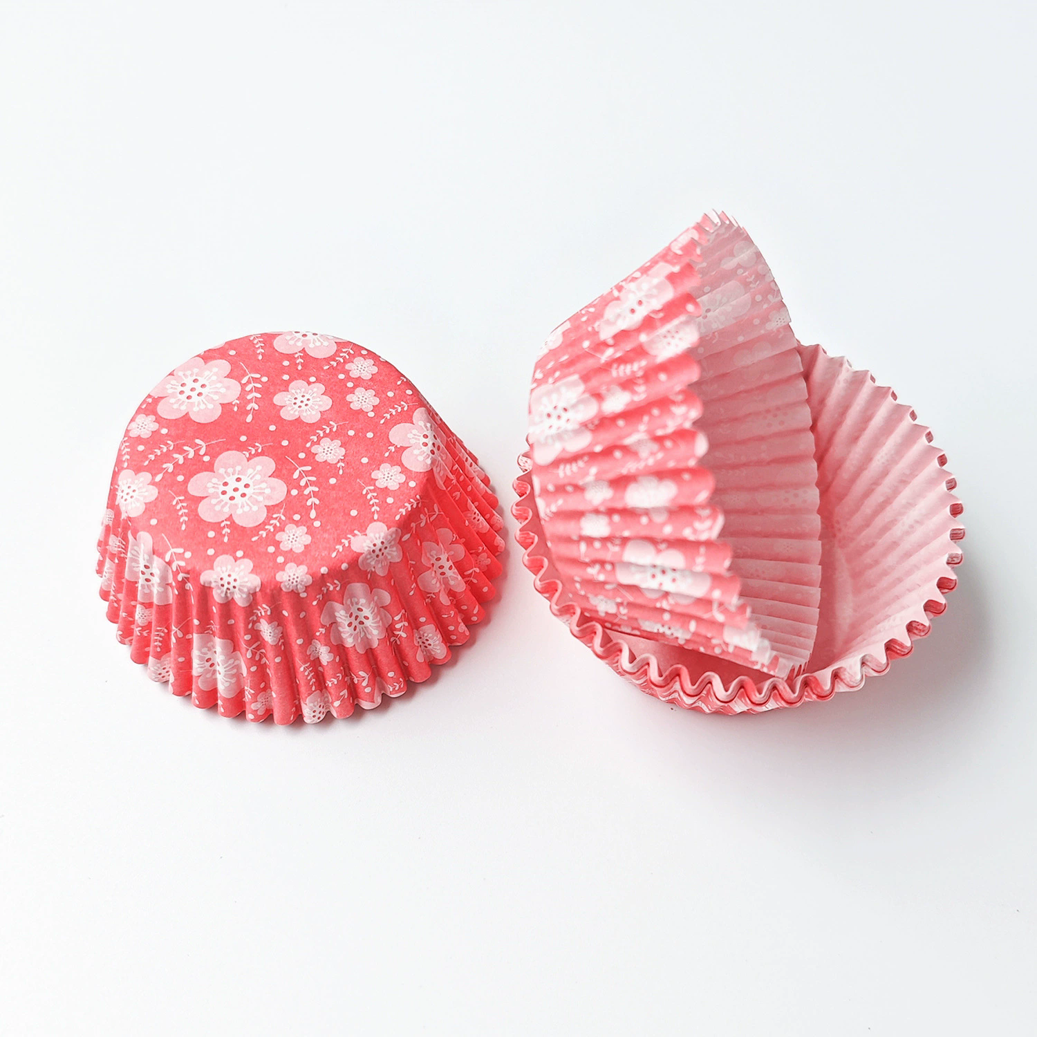 100PCS pink flower baking paper cup, high temperature resistant oil proof paper holder, dessert Dim sum pad, cake paper holder