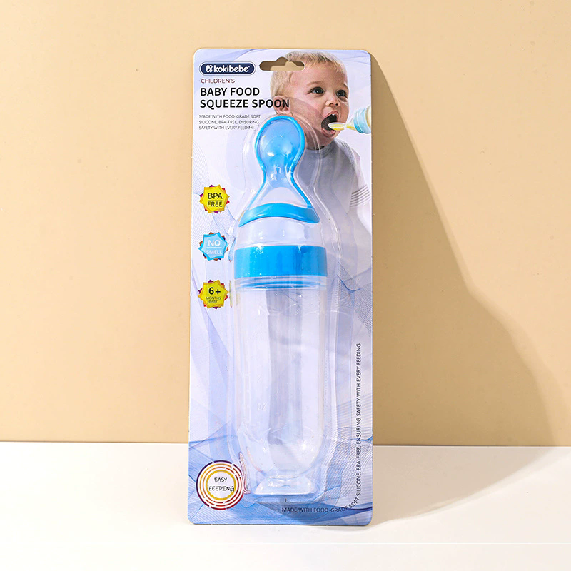 Squeezing Feeding Bottle Silicone Newborn Baby Training Rice Cereal Food Spoon Supplement Feeder Safe Useful Tableware for Kids