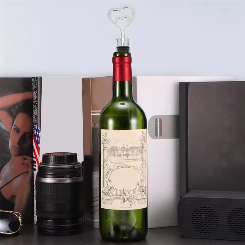 1Pcs Double Heart Shape Alloy Bottle Stopper for Wine Bottles Airtight Seal Anti-Corrosion Easy Insert Remove Exquisite Stylish