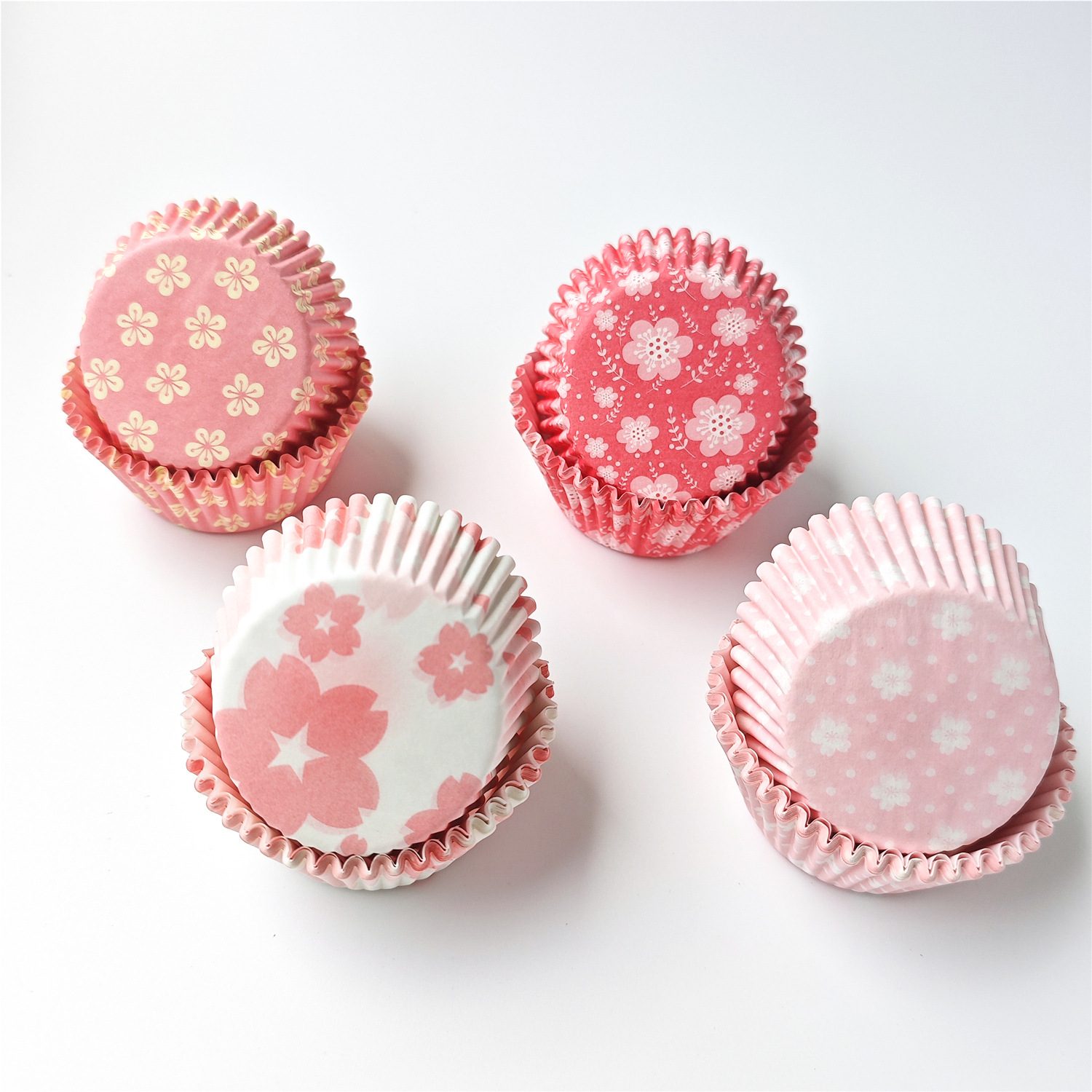 100PCS pink flower baking paper cup, high temperature resistant oil proof paper holder, dessert Dim sum pad, cake paper holder