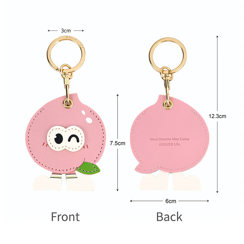 Leather Strawberry Lemon Keychain Case Holder Fashion Women Car Key Ring Charm Bag Car Pendant Gift Anti-lost Pet Dog Cat Collar