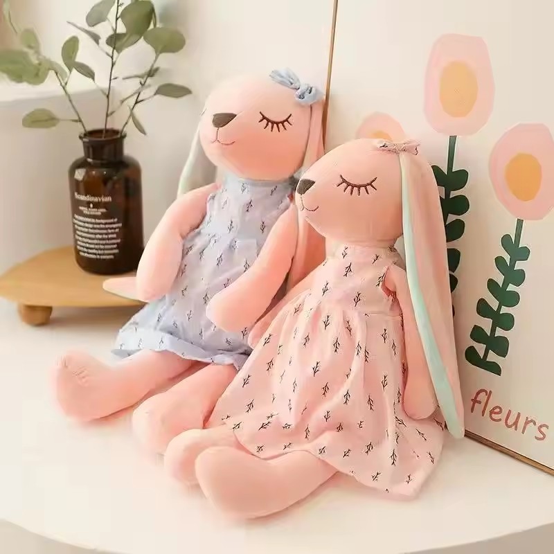 Kawaii Long Ear Rabbit Plush Toys Baby Sleep Comfort Dolls Stuffed Soft Animal Toys Lovely Rabbit for Children Girls Room Decor