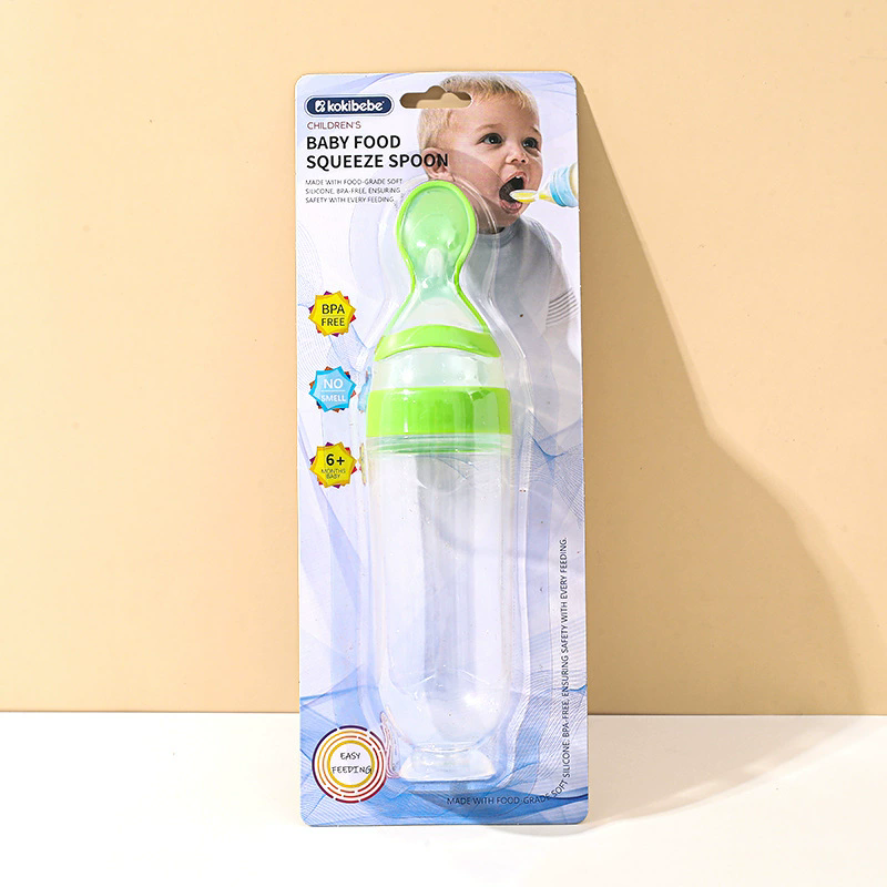 Squeezing Feeding Bottle Silicone Newborn Baby Training Rice Cereal Food Spoon Supplement Feeder Safe Useful Tableware for Kids