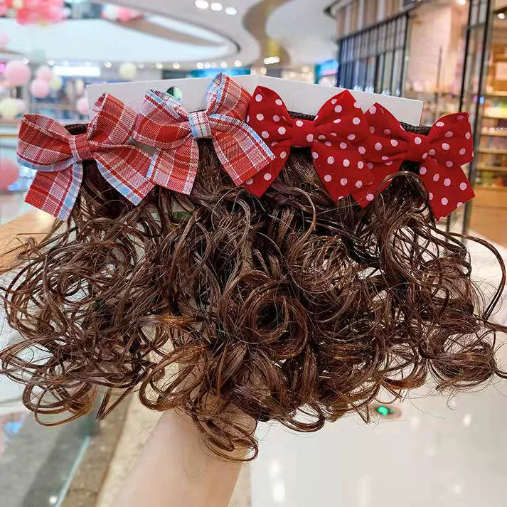 Kids Girl Wig Hair Clip Red New Year Headwear Plush Ball Bow Barrettes Children Hairpins No Harm Baby Headpiece Accessoriess
