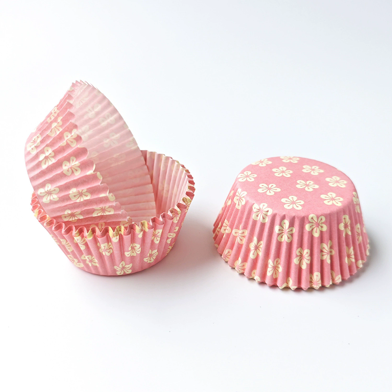 100PCS pink flower baking paper cup, high temperature resistant oil proof paper holder, dessert Dim sum pad, cake paper holder