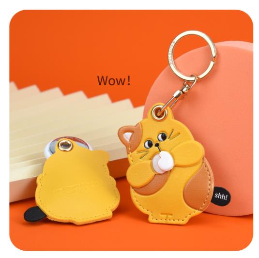 Leather Strawberry Lemon Keychain Case Holder Fashion Women Car Key Ring Charm Bag Car Pendant Gift Anti-lost Pet Dog Cat Collar
