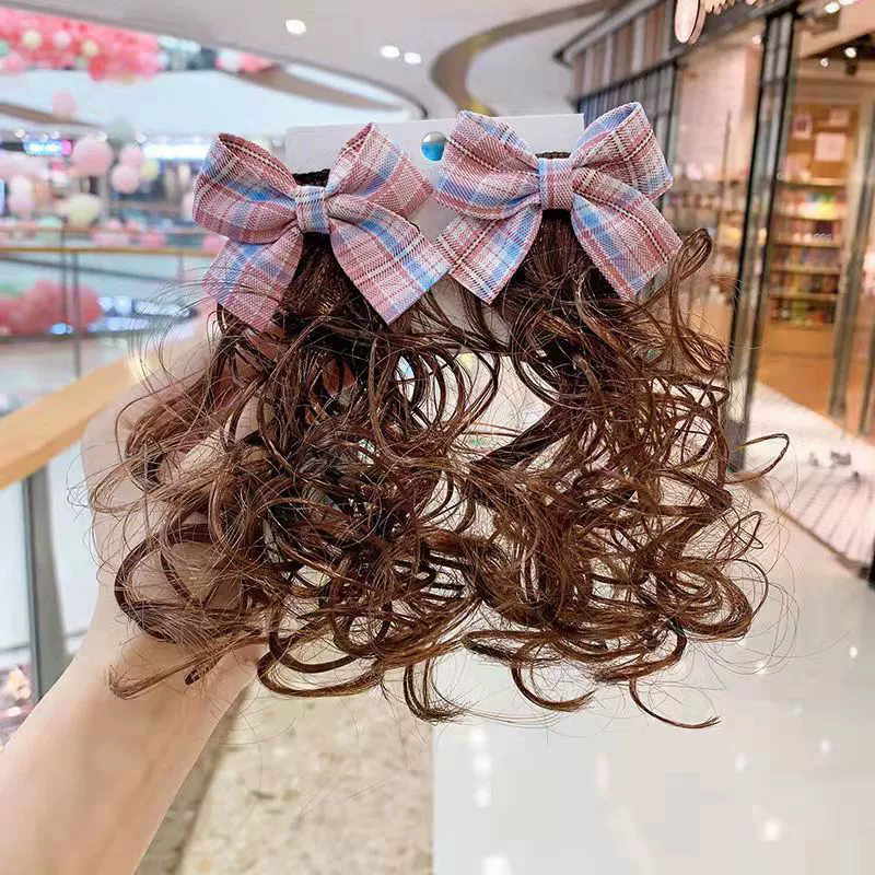 Kids Girl Wig Hair Clip Red New Year Headwear Plush Ball Bow Barrettes Children Hairpins No Harm Baby Headpiece Accessoriess