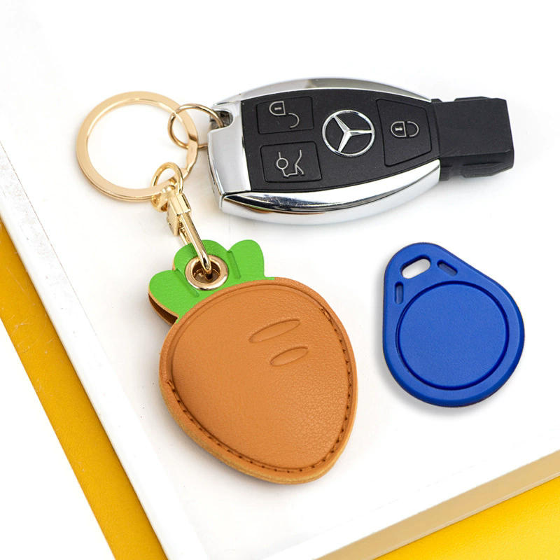 Leather Strawberry Lemon Keychain Case Holder Fashion Women Car Key Ring Charm Bag Car Pendant Gift Anti-lost Pet Dog Cat Collar